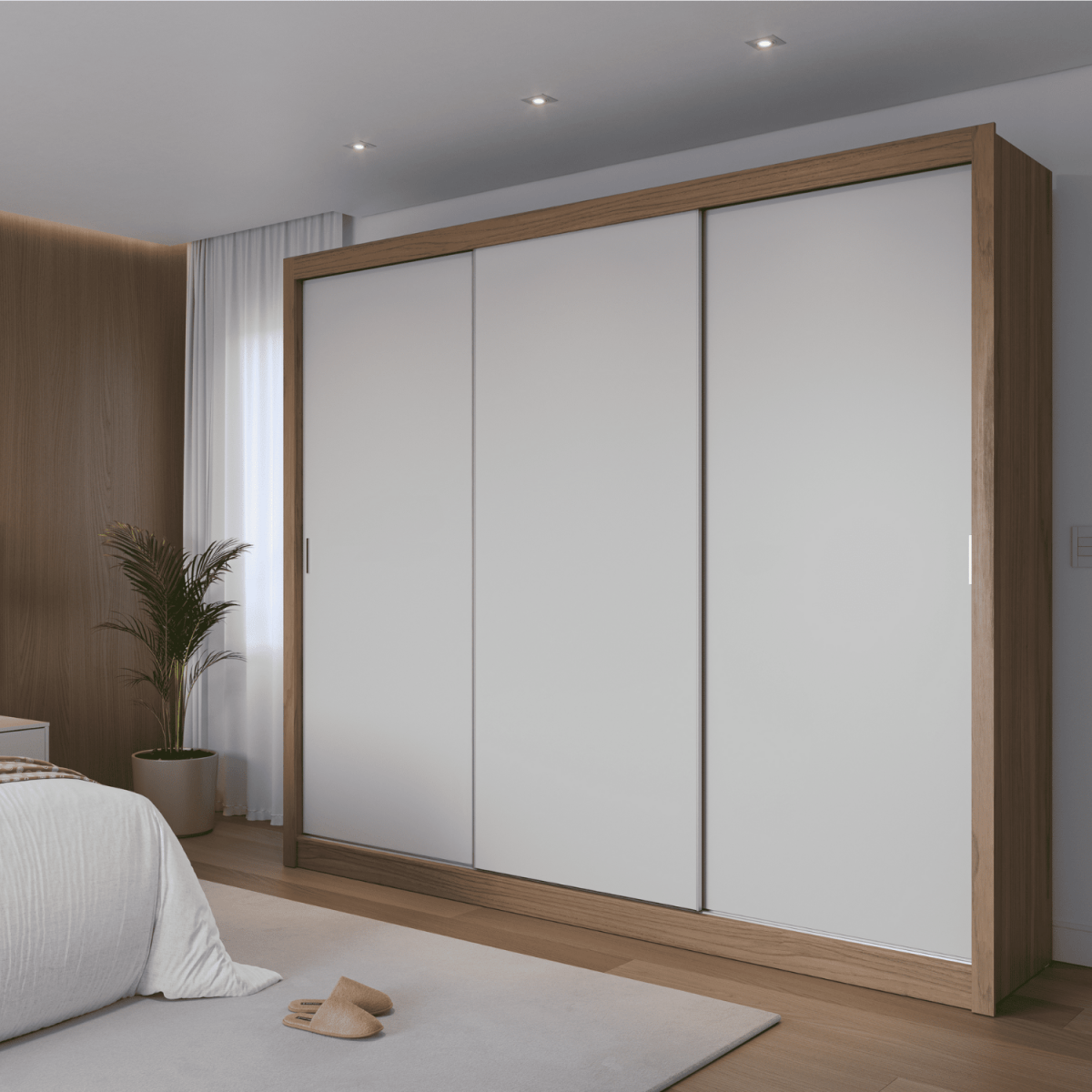 Guarda - Roupa 100% MDF Montclair 3 portas de correr com gaveta porta jóia - 275 cm - Província - Guarda - roupas