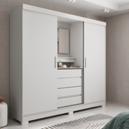 Guarda - Roupa 2 Portas de Correr c/ Espelho Italo 184cm Branco - Província - Guarda - roupas