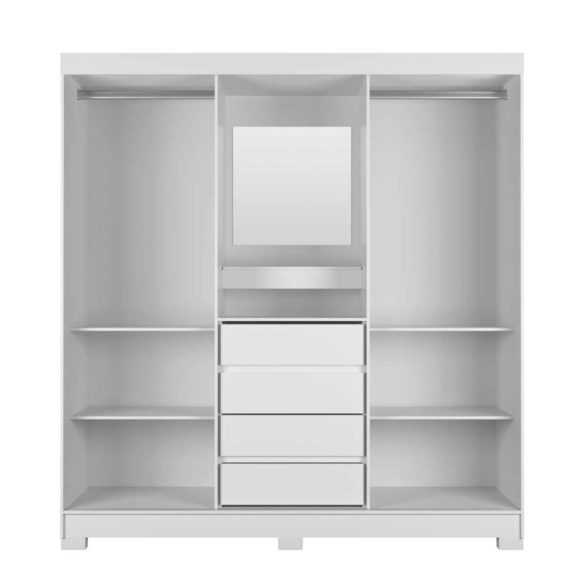 Guarda - Roupa 2 Portas de Correr c/ Espelho Italo 184cm Branco - Província - Guarda - roupas