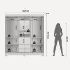 Guarda - Roupa 2 Portas de Correr c/ Espelho Italo 184cm Branco - Província - Guarda - roupas