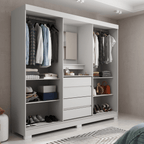 Guarda - Roupa 2 Portas de Correr c/ Espelho Italo 184cm Branco - Província - Guarda - roupas