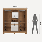 Guarda - Roupa 2 Portas de Correr c/ Espelho Italo 184cm Carvalho Off White - Província - Guarda - roupas