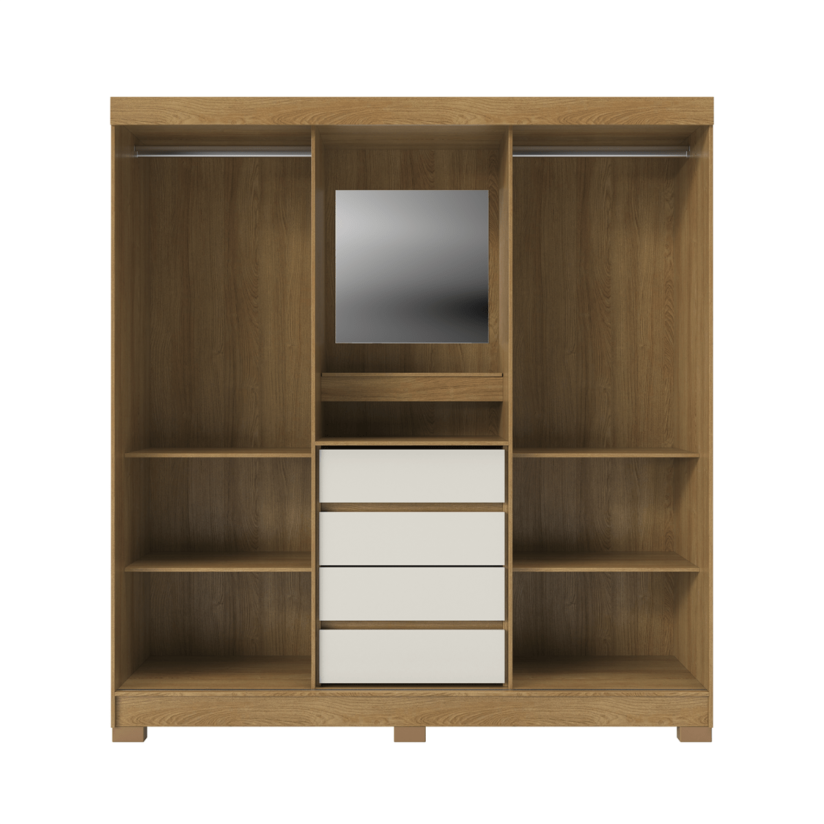 Guarda - Roupa 2 Portas de Correr c/ Espelho Italo 184cm Carvalho Off White - Província - Guarda - roupas