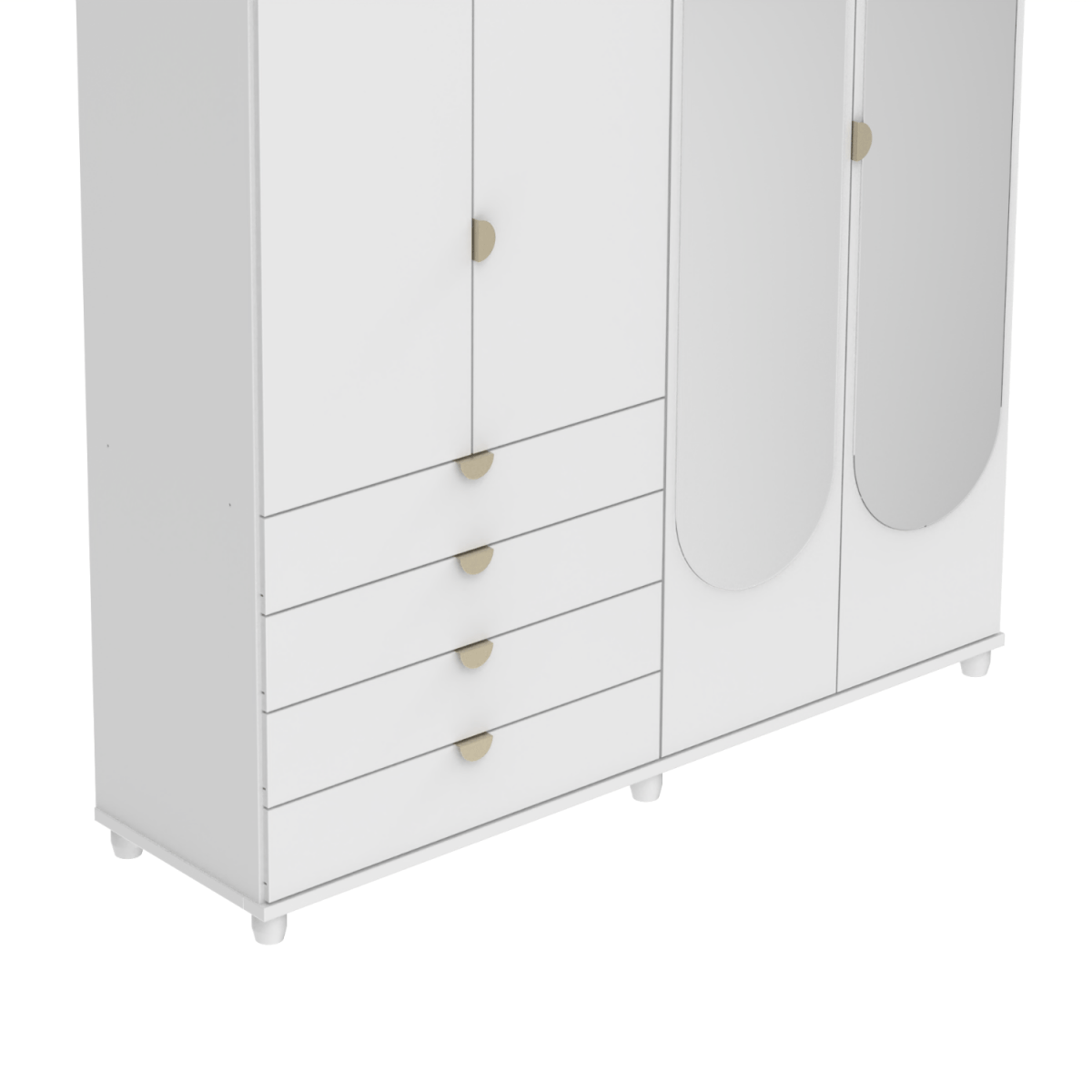 Guarda - Roupa 4 Portas 4 Gavetas com Espelho 100% MDF Look 181cm Branco Fosco - Província - Guarda - roupas