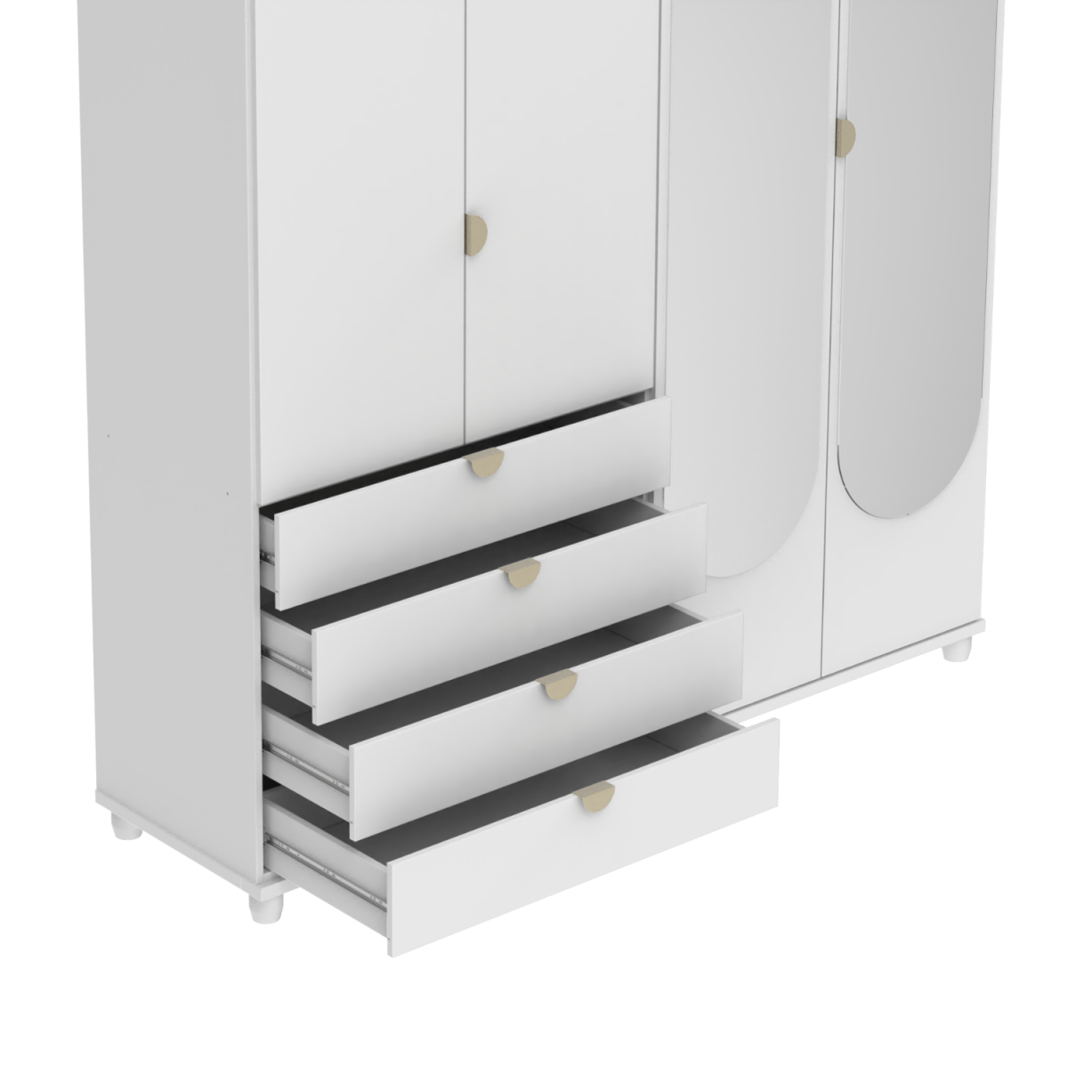 Guarda - Roupa 4 Portas 4 Gavetas com Espelho 100% MDF Look 181cm Branco Fosco - Província - Guarda - roupas