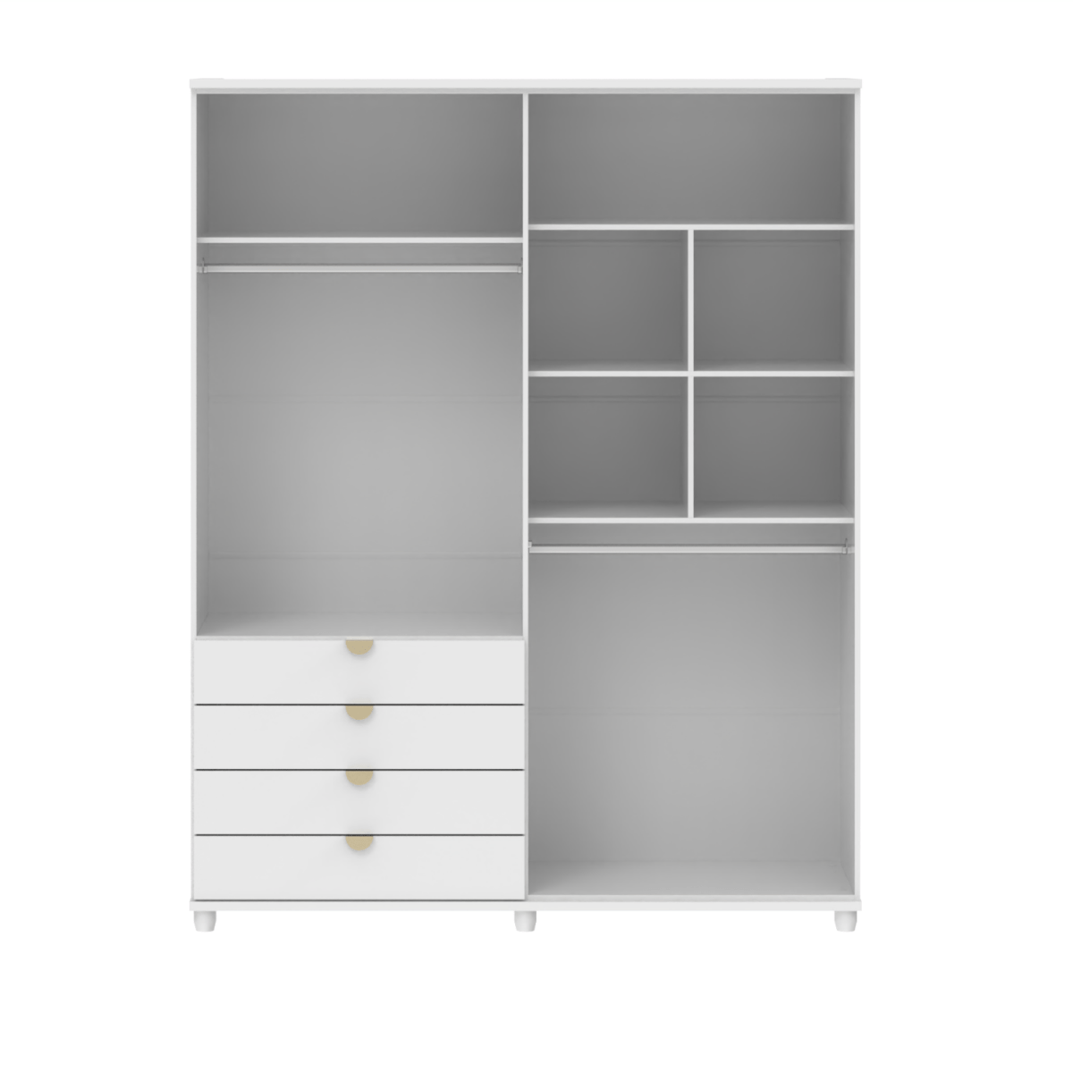 Guarda - Roupa 4 Portas 4 Gavetas com Espelho 100% MDF Look 181cm Branco Fosco - Província - Guarda - roupas