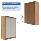 Guarda - Roupa Casal 2 Portas de Correr 4 Gavetas Montclair 186cm Canella com Off - White Fosco - Província - Guarda - roupas