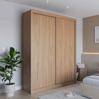 Guarda - Roupa Casal 2 Portas de Correr 4 Gavetas Montclair 186cm Canella com Off - White Fosco - Província - Guarda - roupas