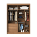 Guarda - Roupa Casal 2 Portas de Correr 4 Gavetas Montclair 186cm Canella com Off - White Fosco - Província - Guarda - roupas