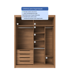 Guarda - Roupa Casal 2 Portas de Correr 4 Gavetas Montclair 186cm Canella com Off - White Fosco - Província - Guarda - roupas