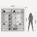 Guarda Roupa Casal 2 Portas de Correr c/ Espelho Gavino 238cm Carvalho - Província - Guarda - roupas