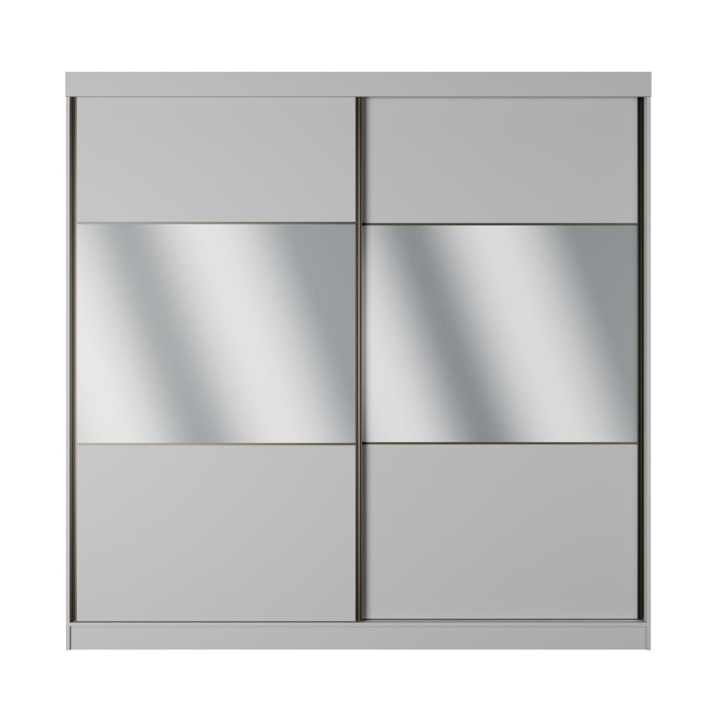 Guarda Roupa Casal 2 Portas de Correr c/ Espelho Gavino 238cm Carvalho - Província - Guarda - roupas