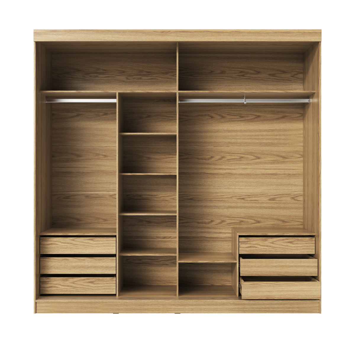 Guarda Roupa Casal 2 Portas de Correr c/ Espelho Gavino 238cm Carvalho - Província - Guarda - roupas