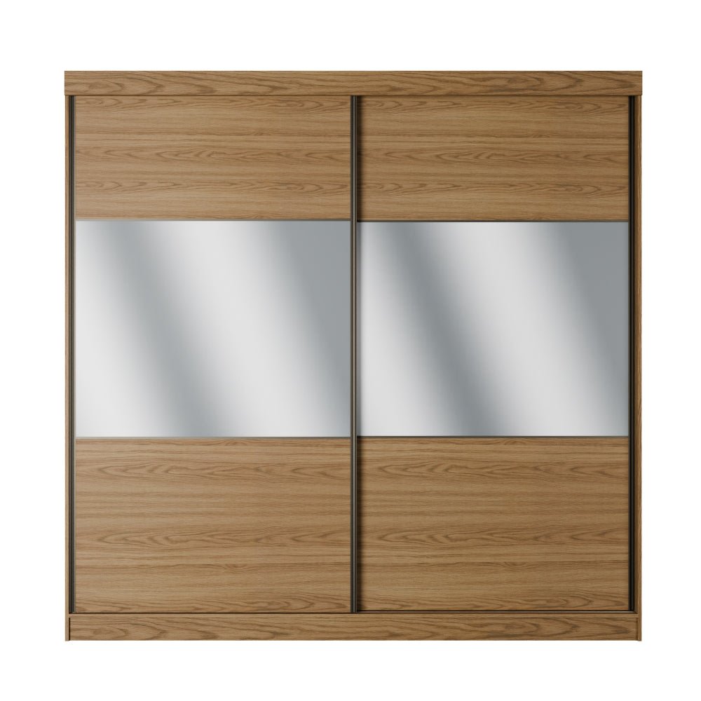 Guarda Roupa Casal 2 Portas de Correr c/ Espelho Gavino 238cm Carvalho - Província - Guarda - roupas