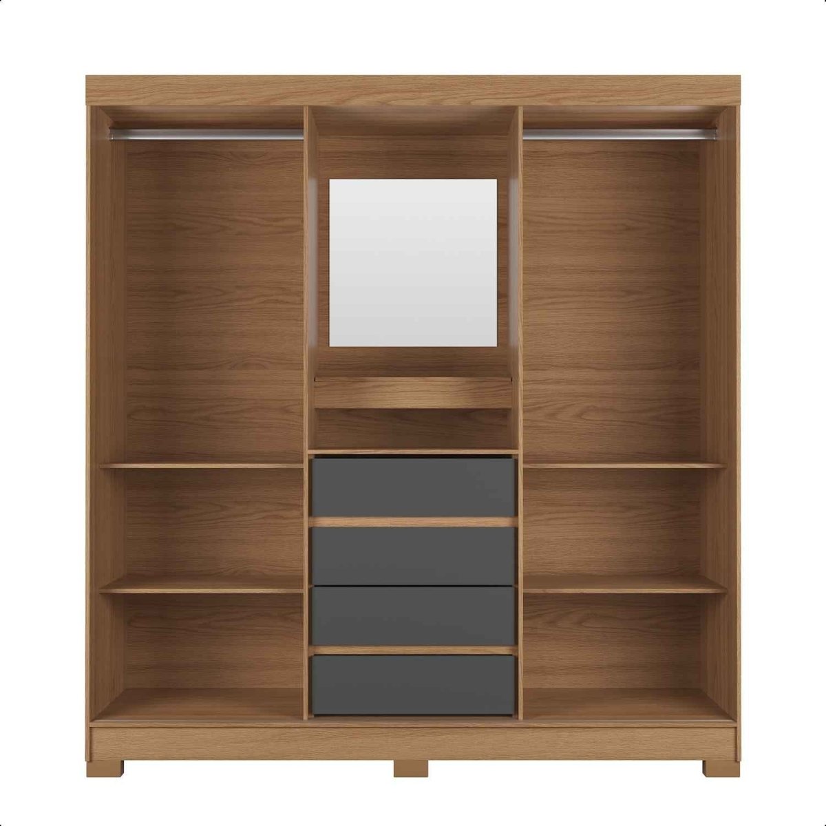 Guarda - Roupa Casal 2 Portas de Correr c/ Espelho Italo Carvalho com Grafite - Província - Guarda - roupas