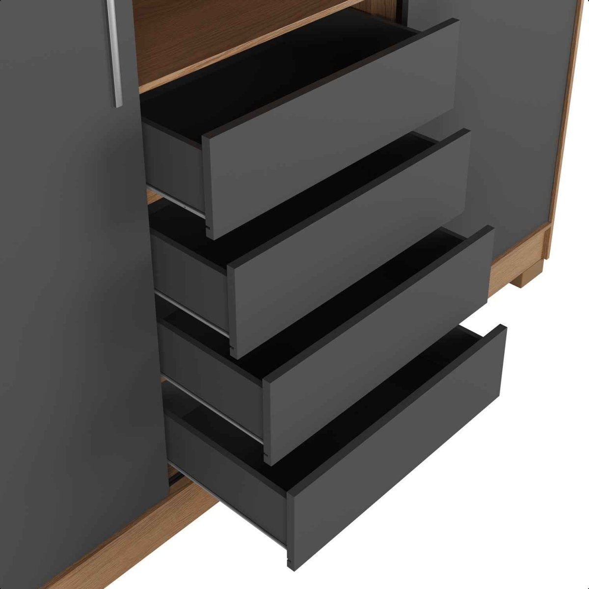 Guarda - Roupa Casal 2 Portas de Correr c/ Espelho Italo Carvalho com Grafite - Província - Guarda - roupas