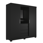 Guarda - Roupa Casal 2 Portas de Correr c/ Espelho Italo Preto - Província - Guarda - roupas