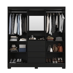 Guarda - Roupa Casal 2 Portas de Correr c/ Espelho Italo Preto - Província - Guarda - roupas