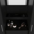 Guarda - Roupa Casal 2 Portas de Correr c/ Espelho Italo Preto - Província - Guarda - roupas