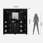 Guarda - Roupa Casal 2 Portas de Correr c/ Espelho Italo Preto - Província - Guarda - roupas