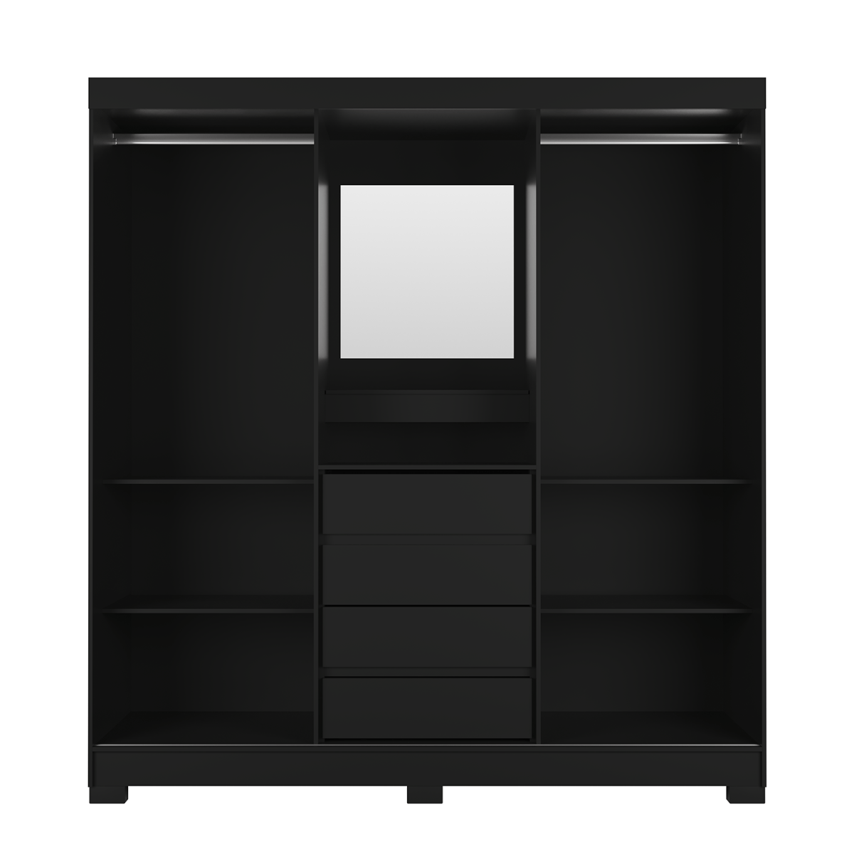 Guarda - Roupa Casal 2 Portas de Correr c/ Espelho Italo Preto - Província - Guarda - roupas