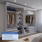 Guarda Roupa Casal 2 Portas de Correr com Espelho Gavino 238cm Branco - Província - Guarda - roupas