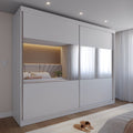 Guarda Roupa Casal 2 Portas de Correr com Espelho Gavino 238cm Branco - Província - Guarda - roupas