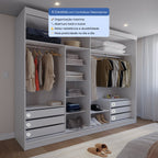 Guarda Roupa Casal 2 Portas de Correr com Espelho Gavino 238cm Branco - Província - Guarda - roupas