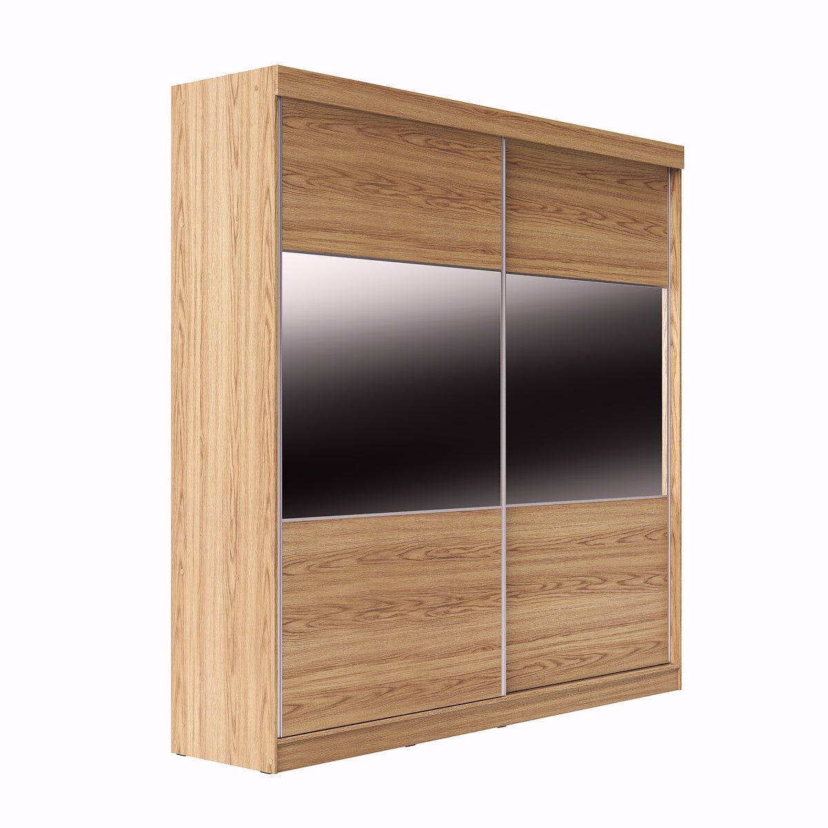 Guarda Roupa Casal 2 Portas de Correr com Espelho Gavino 238cm Carvalho - Província - Guarda - roupas