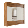 Guarda Roupa Casal 2 Portas de Correr com Espelho Soho 238cm Canella com Off White Fosco