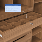 Guarda - Roupa Casal 3 Portas de Correr 6 Gavetas Montclair 275cm Canella com Off - White Fosco - Província - Guarda - roupas