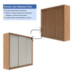 Guarda - Roupa Casal 3 Portas de Correr 8 Gavetas Montclair 275 cm Canella com Off - White Fosco - Província - Guarda - roupas