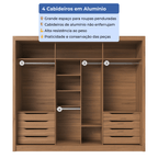 Guarda - Roupa Casal 3 Portas de Correr 8 Gavetas Montclair 275 cm Canella com Off - White Fosco - Província - Guarda - roupas