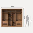 Guarda - Roupa Casal 3 Portas de Correr 8 Gavetas Montclair 275 cm Canella com Off - White Fosco - Província - Guarda - roupas