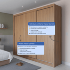 Guarda - Roupa Casal 3 Portas de Correr 8 Gavetas Montclair 275 cm Canella com Off - White Fosco - Província - Guarda - roupas