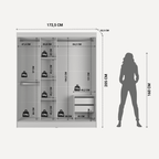 Guarda Roupa Casal 3 Portas de Correr c/ Espelho Vittorio 172cm Branco - Província - Guarda - roupas