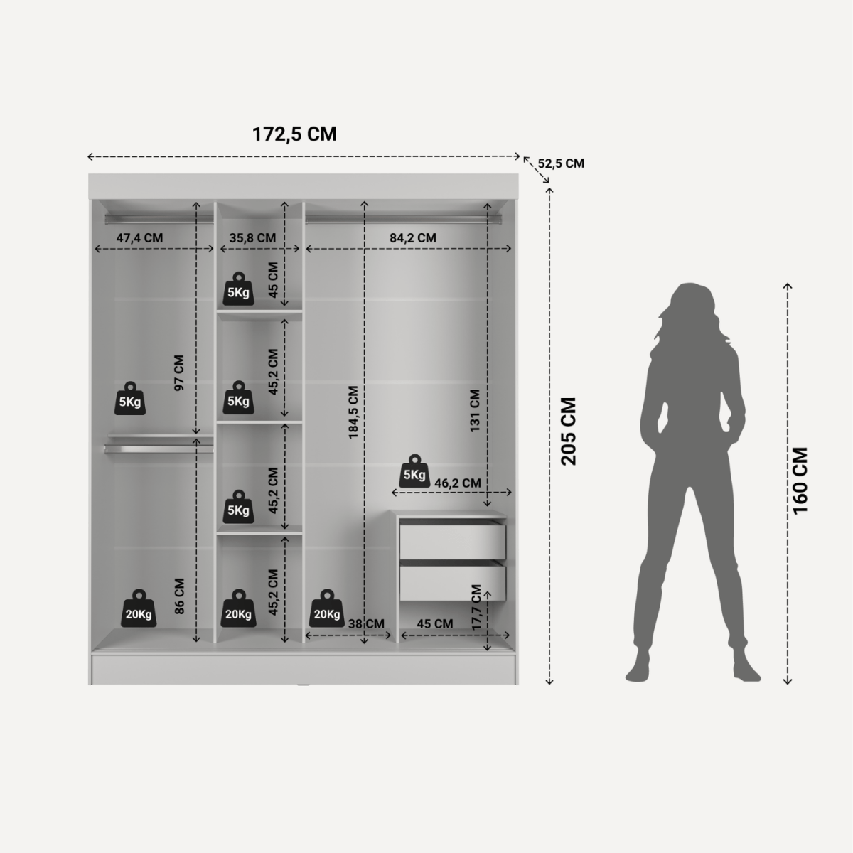 Guarda Roupa Casal 3 Portas de Correr c/ Espelho Vittorio 172cm Branco - Província - Guarda - roupas
