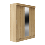 Guarda Roupa Casal 3 Portas de Correr c/ Espelho Vittorio 172cm Carvalho - Província - Guarda - roupas