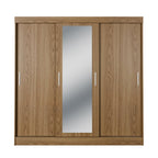 Guarda Roupa Casal 3 Portas de Correr c/ Espelho Vittorio 172cm Carvalho - Província - Guarda - roupas