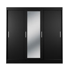 Guarda Roupa Casal 3 Portas de Correr c/ Espelho Vittorio 172cm Preto - Província - Guarda - roupas