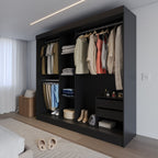 Guarda Roupa Casal 3 Portas de Correr c/ Espelho Vittorio 172cm Preto - Província - Guarda - roupas