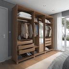 Guarda - Roupa Casal 6 portas 100% MDF com Espelho Interno Rockford 274cm Canella c/ Off White - Província - Guarda - roupas