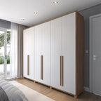 Guarda Roupa Casal 6 portas 100% MDF com Espelho Interno Rockford 274cm Canella com Off-White Fosco - Província - Guarda-roupas