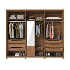 Guarda Roupa Casal 6 portas 100% MDF com Espelho Interno Rockford 274cm Canella com Off - White Fosco - Província - Guarda - roupas