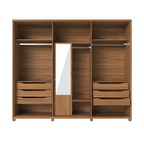 Guarda Roupa Casal 6 portas 100% MDF com Espelho Interno Rockford 274cm Canella com Off-White Fosco - Província - Guarda-roupas