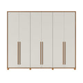 Guarda Roupa Casal 6 portas 100% MDF com Espelho Interno Rockford 274cm Canella com Off - White Fosco - Província - Guarda - roupas