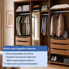 Guarda Roupa Casal 6 portas 100% MDF com Espelho Interno Rockford 274cm Canella com Off - White Fosco - Província - Guarda - roupas