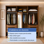 Guarda Roupa Casal 6 portas 100% MDF com Espelho Interno Rockford 274cm Canella com Off - White Fosco - Província - Guarda - roupas