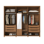 Guarda - Roupa Casal 6 portas 100% MDF com Espelho Interno Rockford 274cm Canella - Província - Guarda - roupas