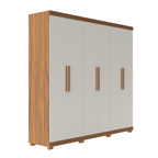 Guarda - Roupa Casal 6 Portas 3 Gavetas 100% MDF Memphis 246cm Canella com Off - White Fosco - Província - Guarda - roupas